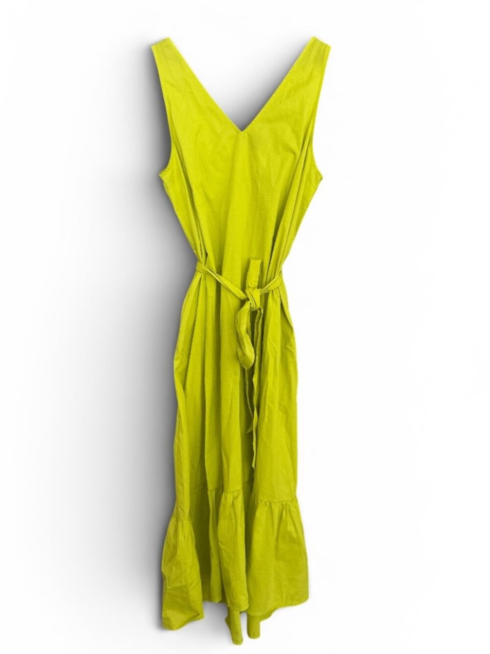 New! Gap 100% Cotton Chartreuse Midi Dress - Large Tall